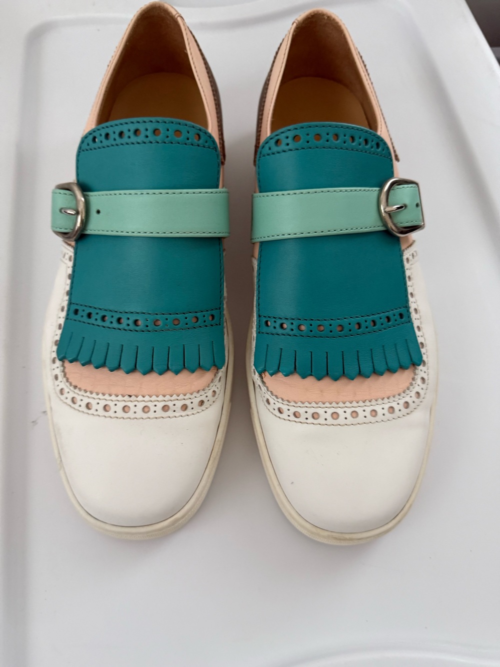 Christian Louboutin Louis Junior Fringe Buckle Leather Sneakers EU 42